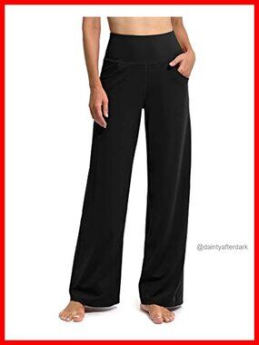 Wide Leg Yoga Pants with Pockets High Waist Stretch